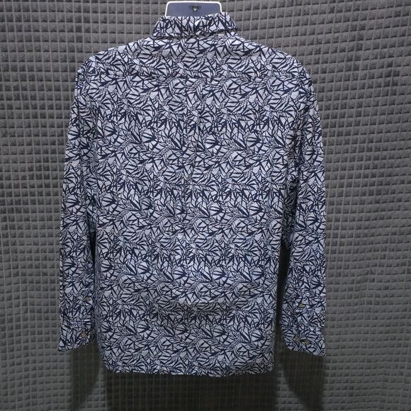 Button Long Sleeve Collared Shirt Mens Lg NWT Blue Tropical Lightweight Cotton - Picture 12 of 14